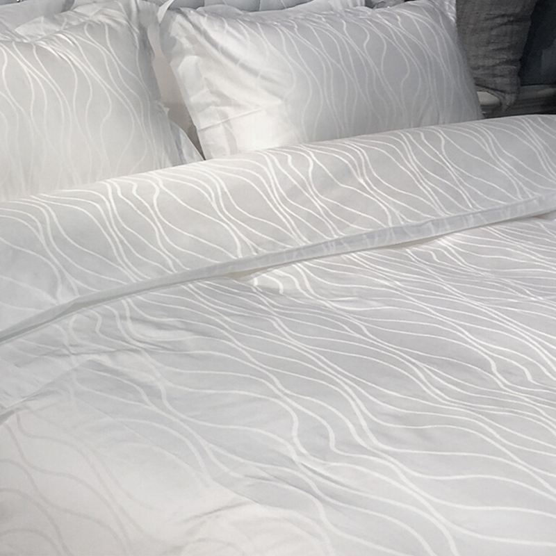 Tiszta pamut szatén jacquard vízhullámú szálloda textil ágynemű