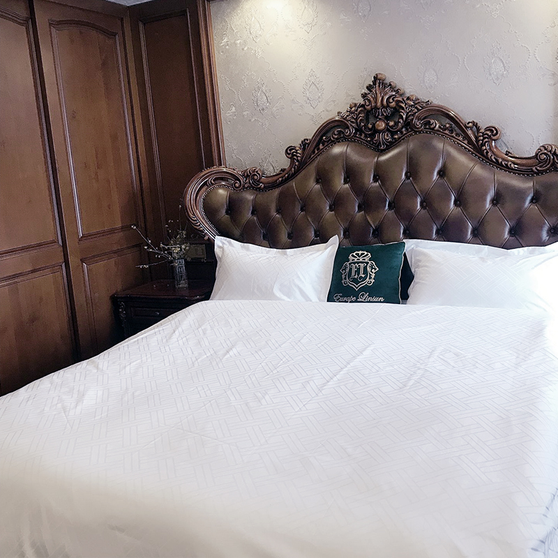 Hófehérke tiszta pamut 60S 330TC Sateen Jacquard Hotel ágynemű ruhák